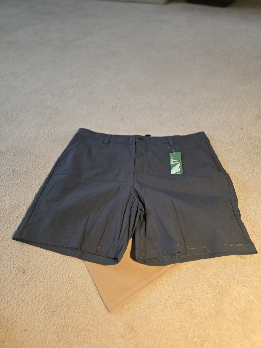 Men's Flat Front Stretch Shorts in Charcoal by Unknown Brand